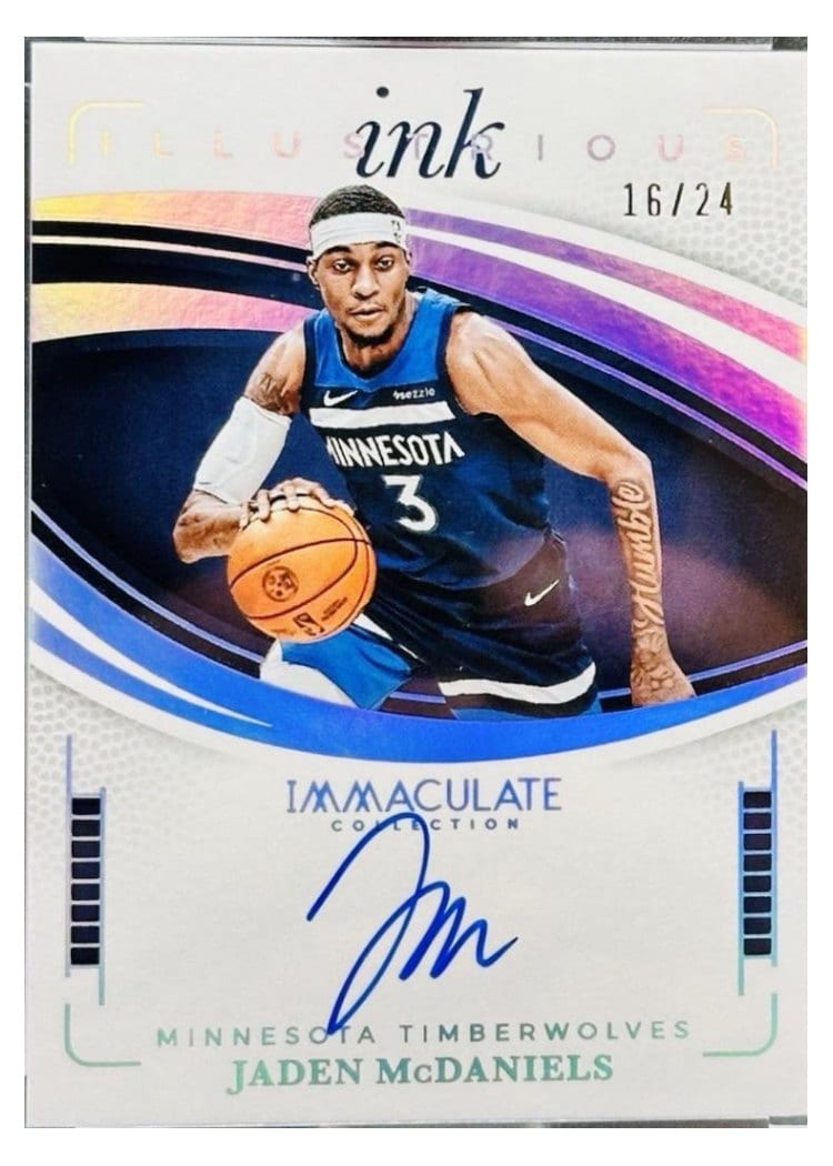 2024-25 Panini Immaculate Collection Illustrious Ink International Set Jaden McDaniels #14 card