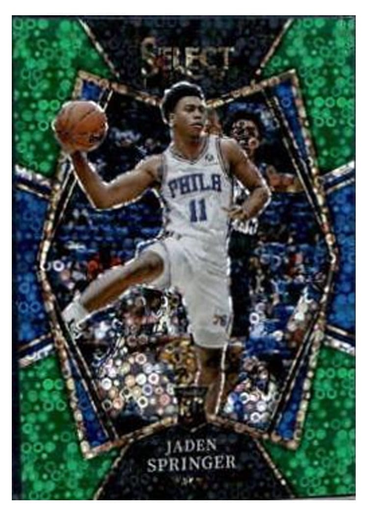 2021-22 Panini Select Base Set Jaden Springer Green Disco Prizm #180 card