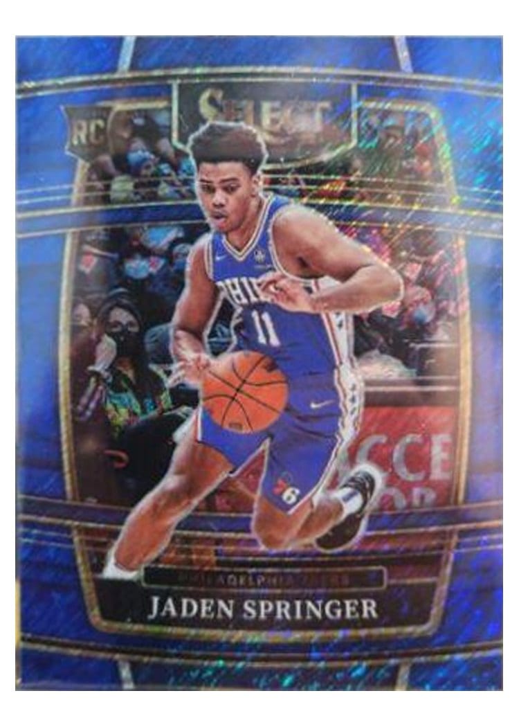 2021-22 Panini Select Base Set Jaden Springer Blue Shimmer #85 card