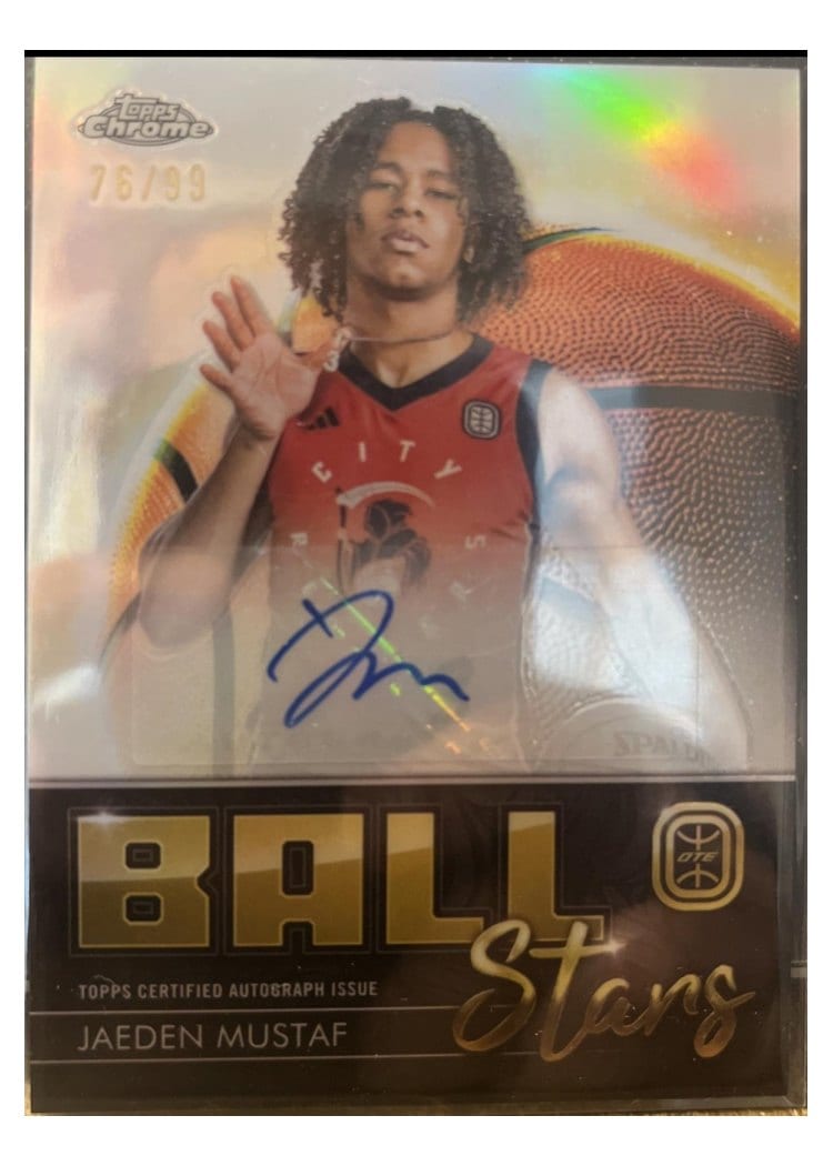 2023-24 Topps Chrome OTE Ball-Stars Autographs Jaeden Mustaf #BSA-JM card