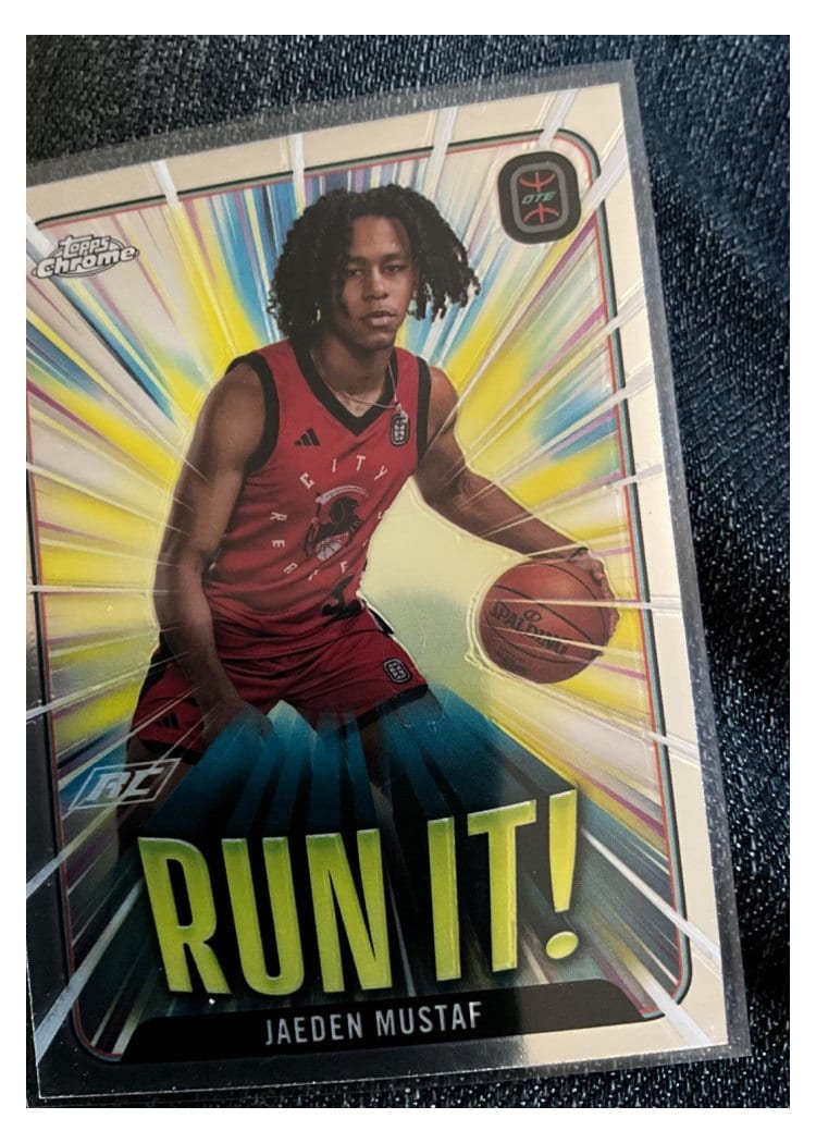 2023-24 Topps Chrome OTE Run It! Jaeden Mustaf #RI-1 card