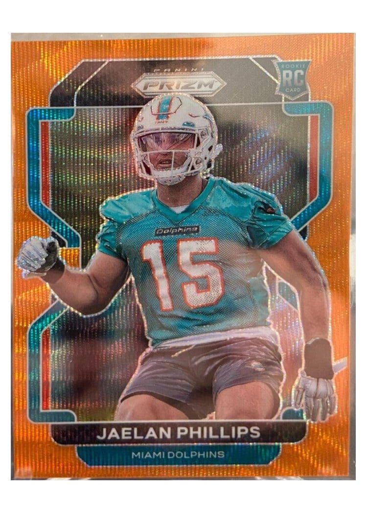 2021 Panini Prizm Base Set Jaelan Phillips Orange Wave Prizm #377 card