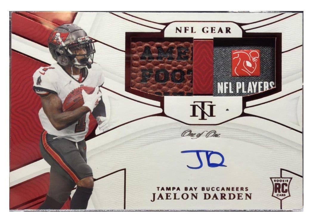 2021 Panini National Treasures Rookie Material Signatures RPS Jaelon Darden #RMS-JD card