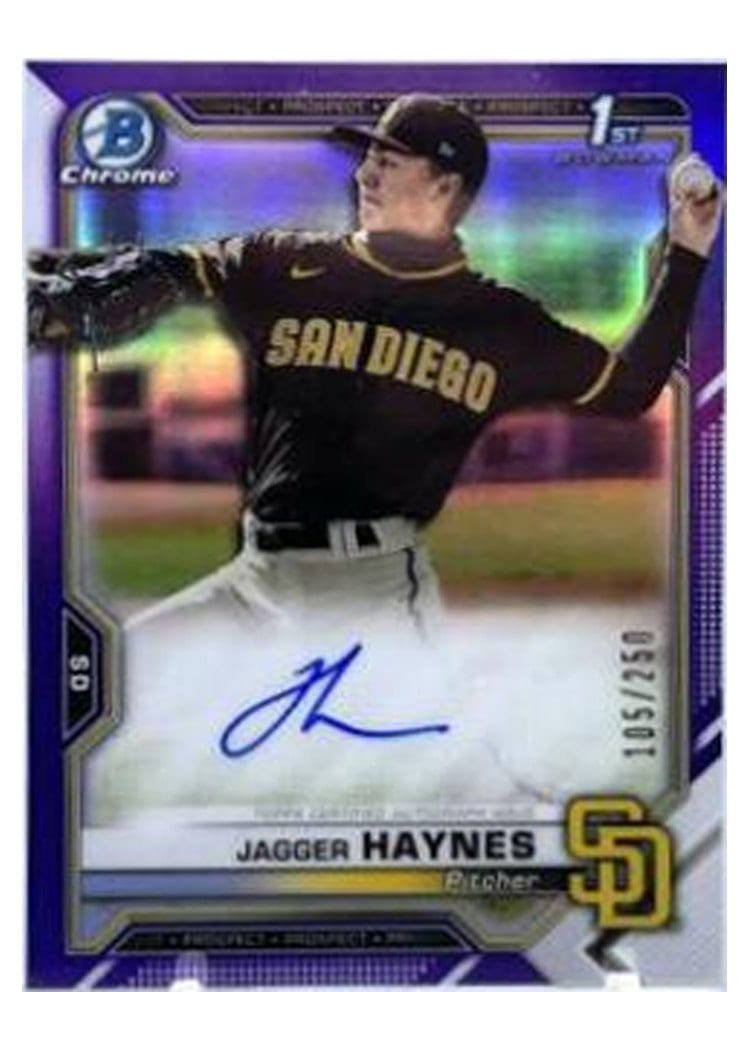 2021 Bowman Chrome Prospect Autographs Jagger Haynes #CPA-JH card