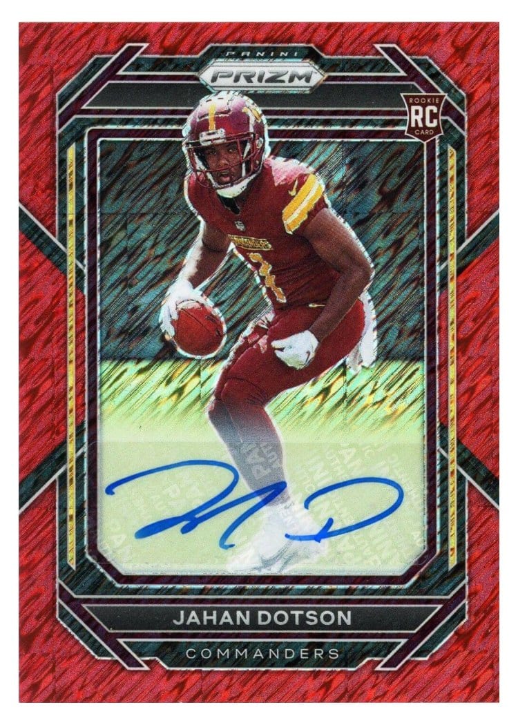 2022 Panini Prizm Base Set Jahan Dotson Autograph Red Shimmer #312 card