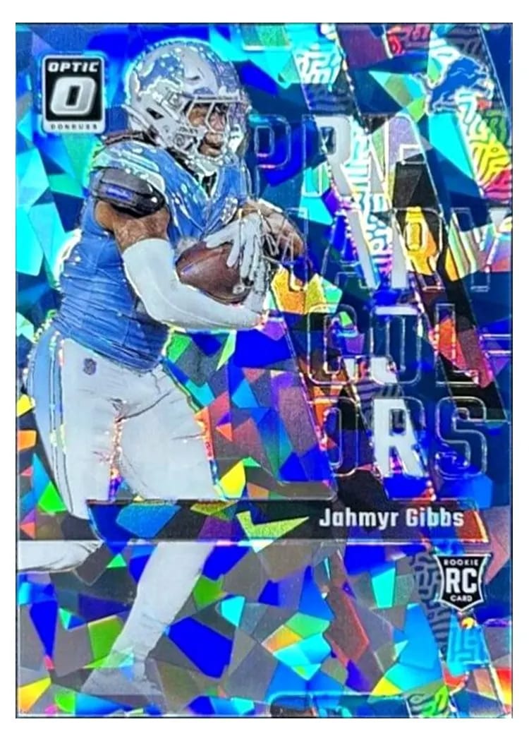 Jahmyr Gibbs 2023 Panini Donruss Optic Rookie Primary Colors Autograph card