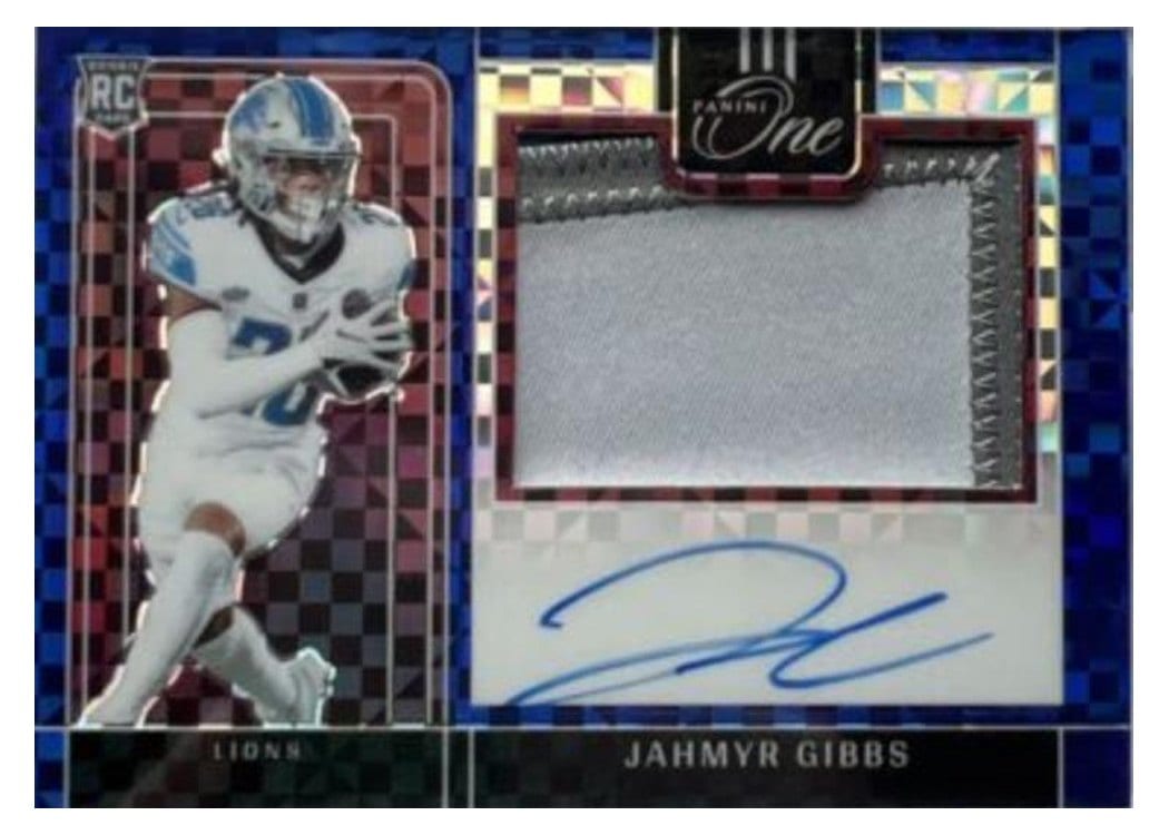 2023 Panini One Precision Rookie Patch Autographs Jahmyr Gibbs #314 card