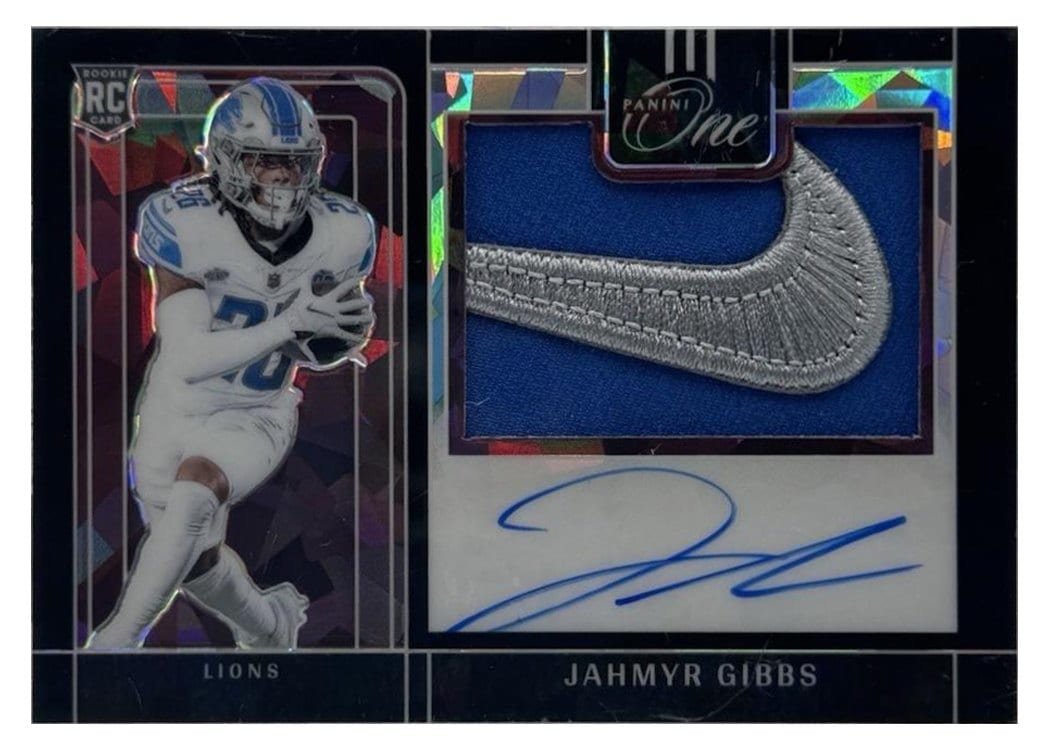 2023 Panini One Precision Rookie Patch Autographs Jahmyr Gibbs #314 card