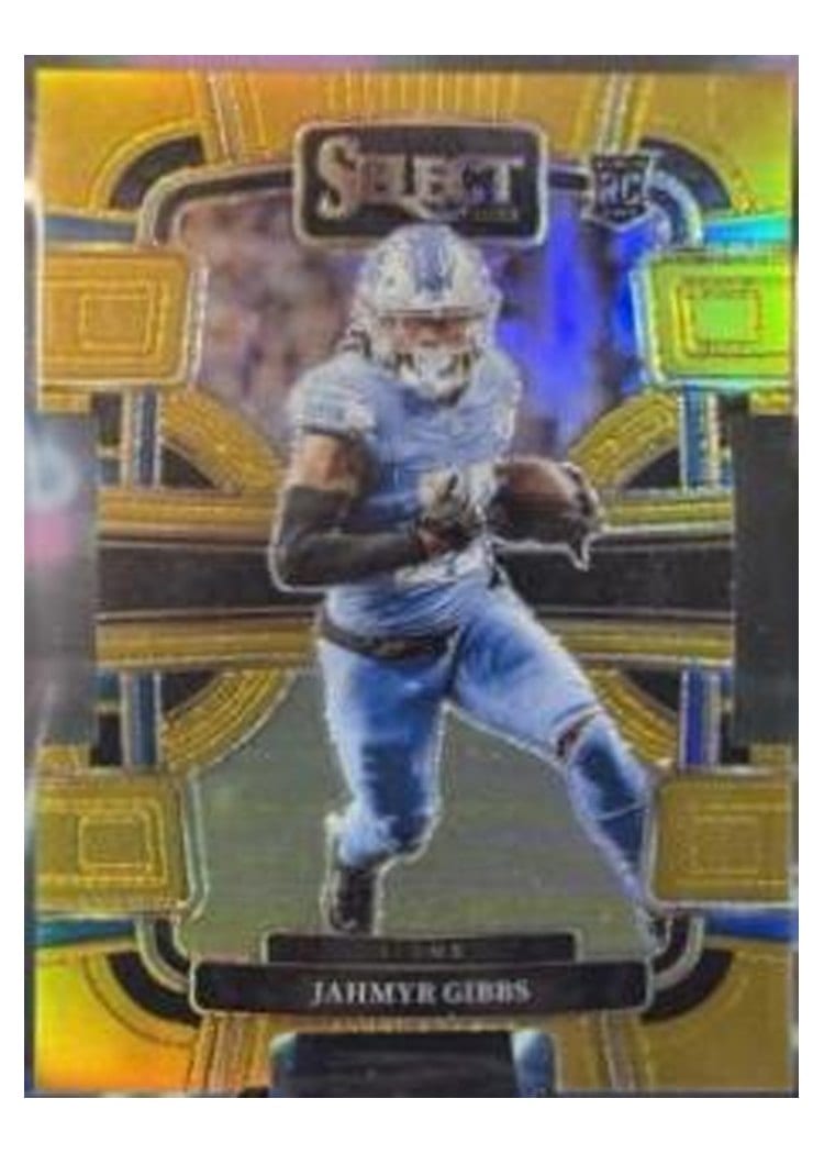 2023 Panini Select Jahmyr Gibbs Gold Prizm Die-Cut #34 card