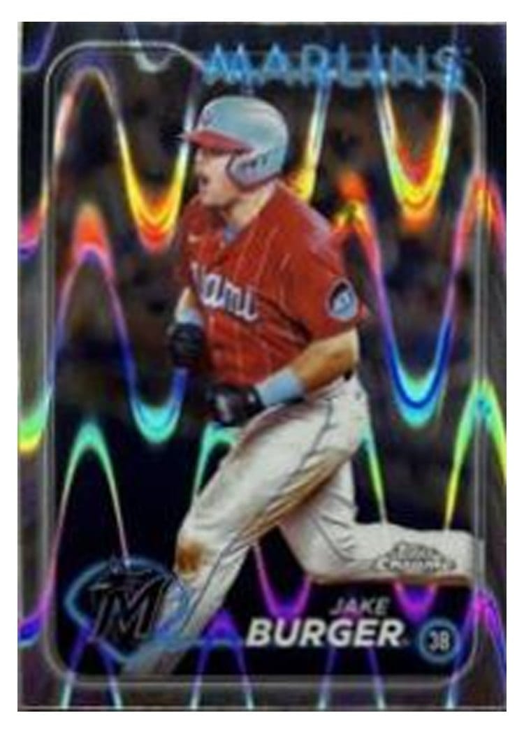 2024 Topps Chrome Base Set Jake Burger Orange Wave Refractor #108 card