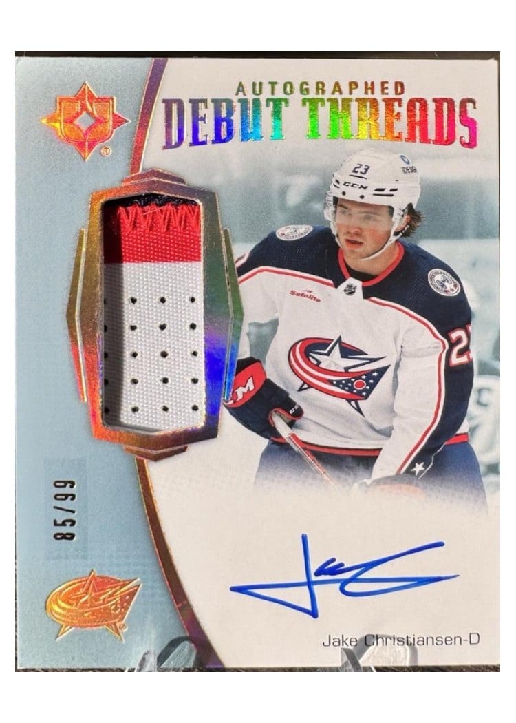 2022-23 Upper Deck Ultimate Collection Debut Threads Jake Christiansen #ADT-JC card