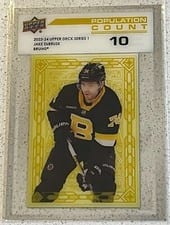 2023-24 Upper Deck Boston Bruins Centennial Centennial Cloth Premium Relics Jake DeBrusk #CCR-JD card