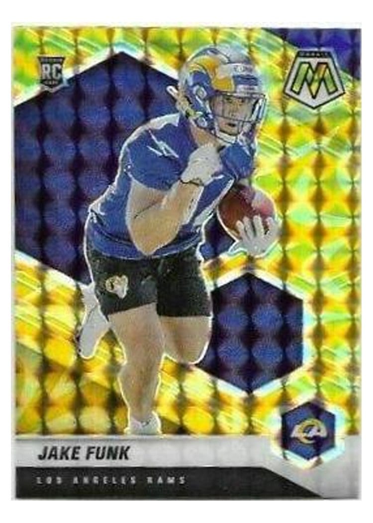 2021 Panini Mosaic Base Set Jake Funk Reactive Yellow Mosaic #381 card
