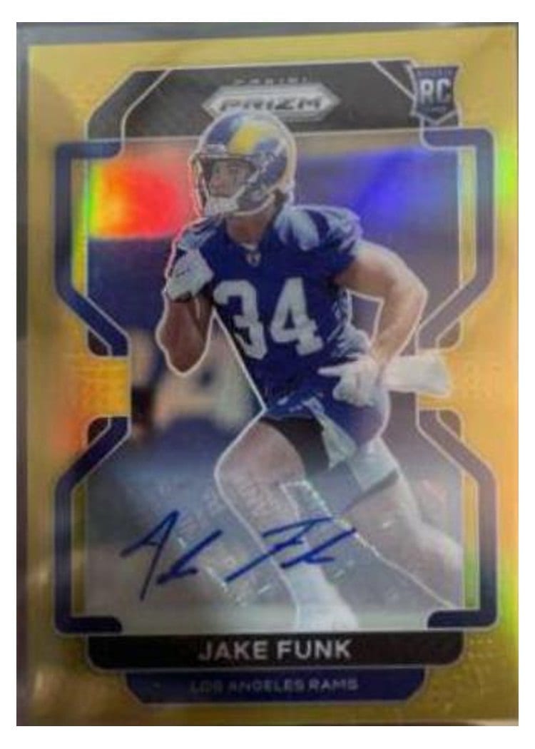 2021 Panini Prizm Base Set Jake Funk Autograph Gold Prizm #402 card