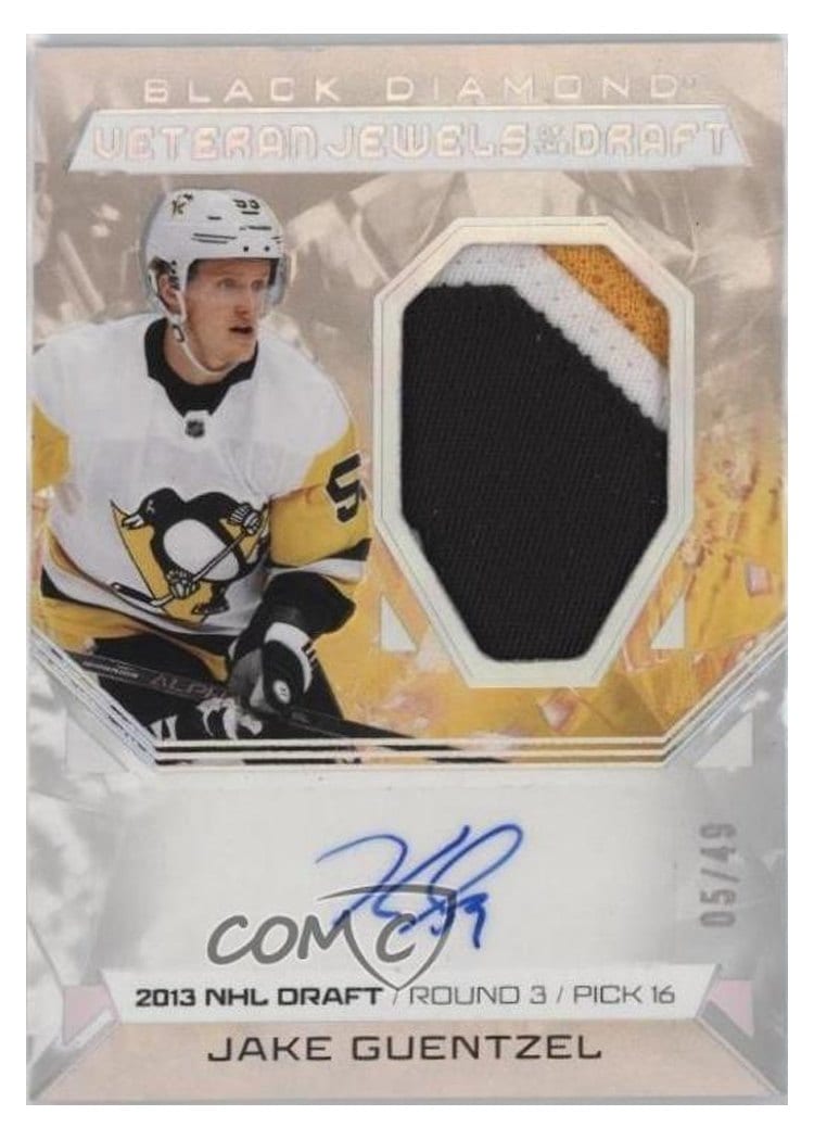 2025-26 Upper Deck Black Diamond Jewels of the Draft Auto Patch Jake Guentzel #VJD-JG card