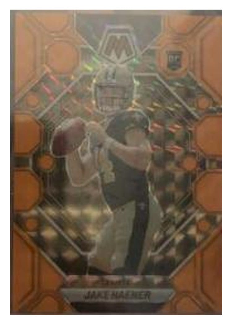2023 Panini Mosaic Base Set Jake Haener Orange Fluorescent #325 card