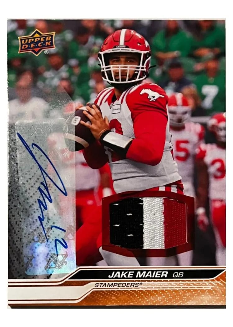 2024 Upper Deck CFL Jake Maier Game Patch Autograph #3 card