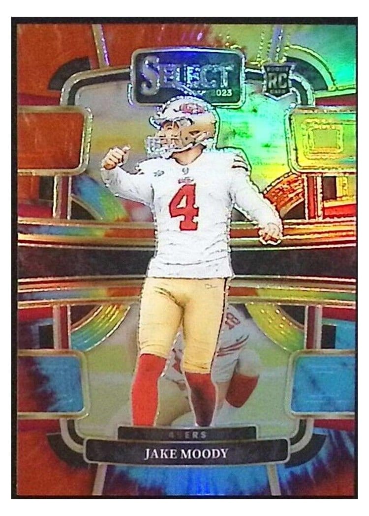 2023 Panini Select Base Set Jake Moody Tie-Dye Prizm Die-Cut #90 card