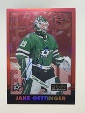 Jake Oettinger 2021-22 O-Pee-Chee Platinum 2020-21 Update Retro Red Rainbow Auto card
