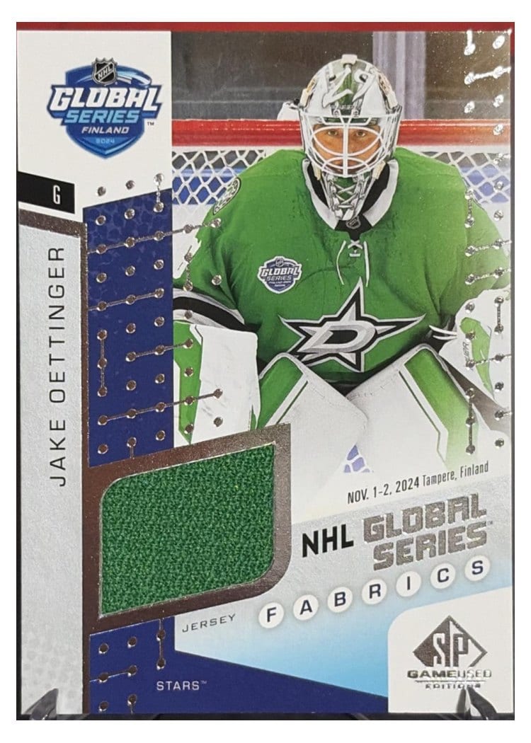 2025-26 SP Game Used 2024 Global Series Stars vs. Panthers Fabrics Jake Oettinger #GSF2-19 card