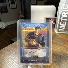 2024-25 O-Pee-Chee Platinum Blue Rainbow Autographs Jake Sanderson #BA-JS card