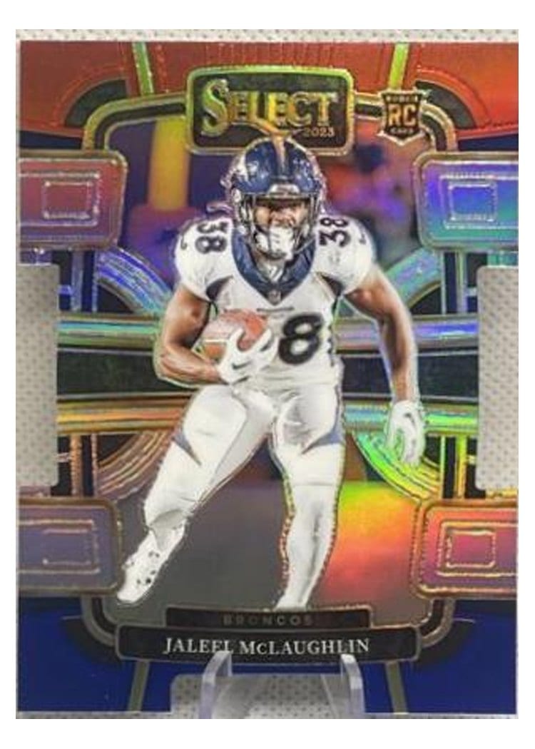 2023 Panini Select Base Set Jaleel McLaughlin Red Blue Prizm Die-Cut #32 card