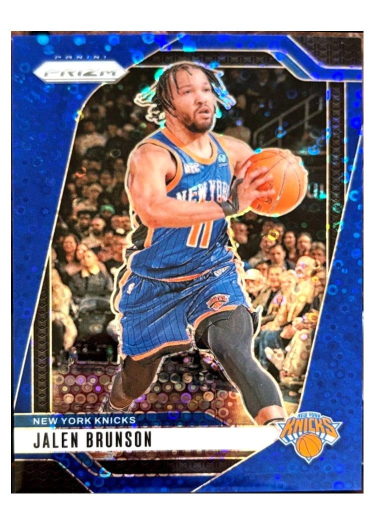 2024-25 Panini Prizm Base Set Jalen Brunson Fast Break Blue #217 card