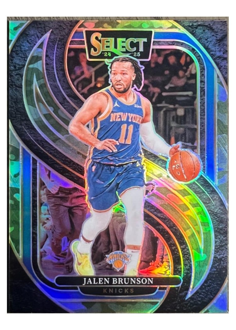 2024-25 Panini Select Base Set Jalen Brunson Green Camo Prizm #151 card