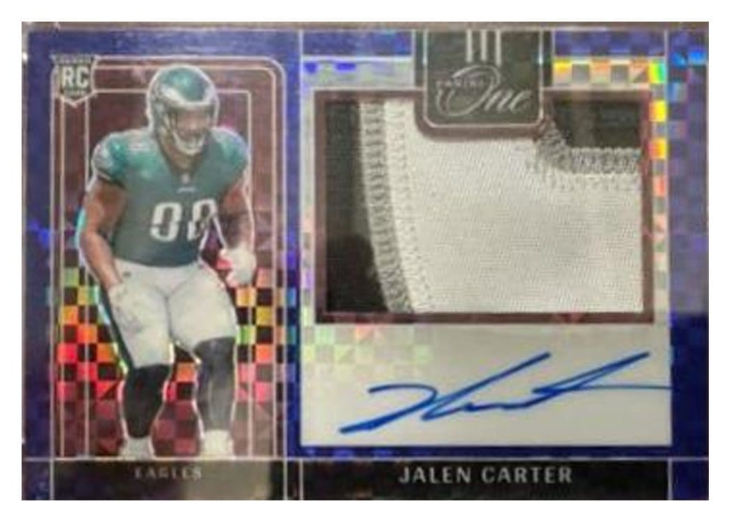 2023 Panini One Precision Rookie Patch Autographs Jalen Carter #303 card