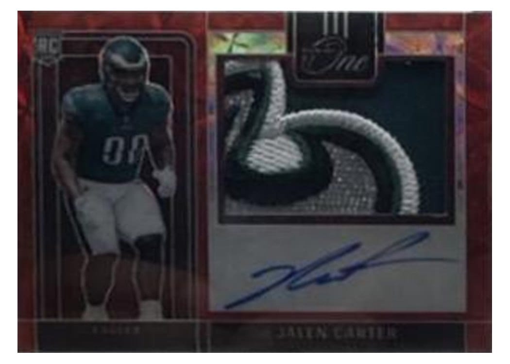 2023 Panini One Precision Rookie Patch Autographs Jalen Carter #303 card
