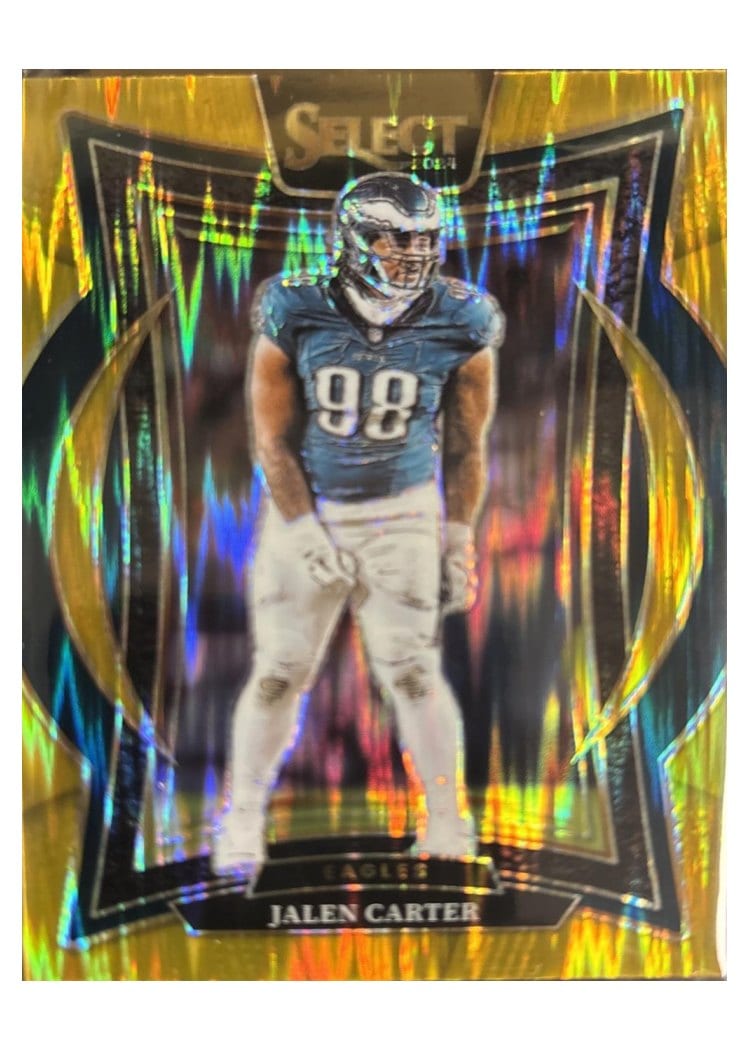 2024 Panini Select Base Set Jalen Carter Gold Prizm Shock #65 card