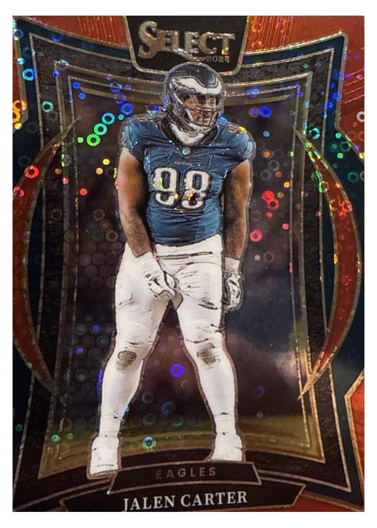 2024 Panini Select Base Set Jalen Carter Red Disco Prizm #65 card