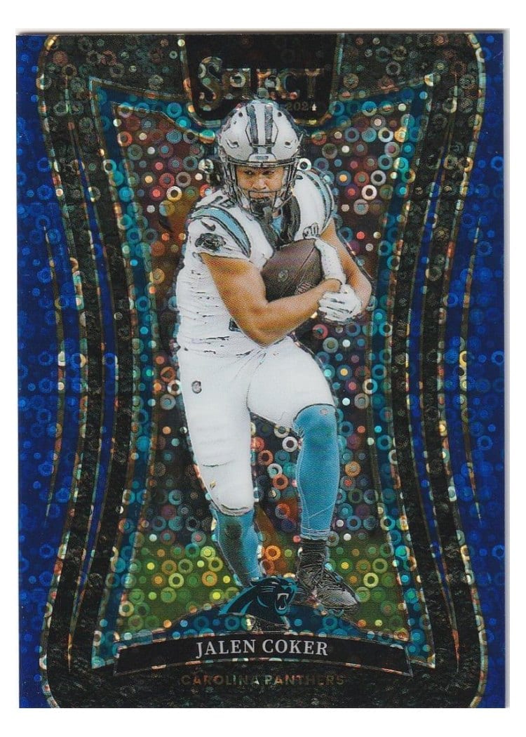 2024 Panini Select Base Set Jalen Coker Blue Disco Prizm #355 card