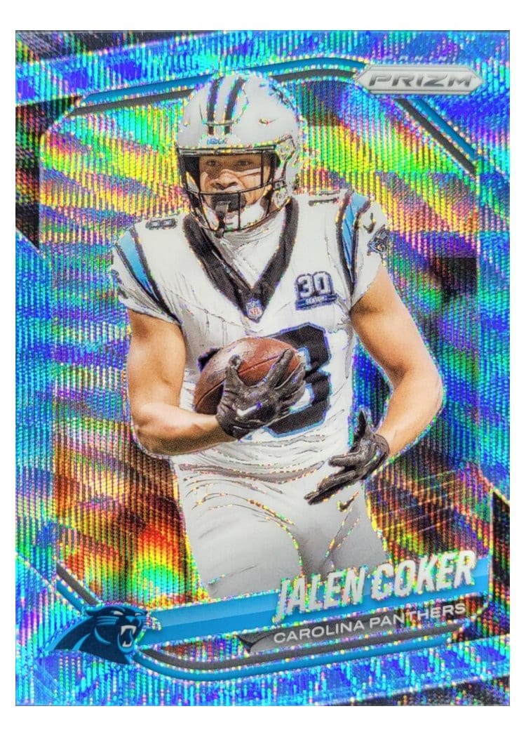 2025 Panini Prizm Base Set Jalen Coker Blue Wave #55 card