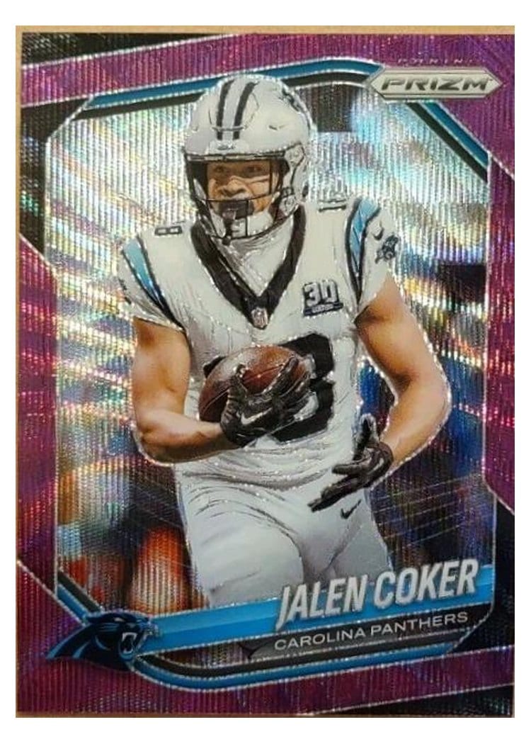 2025 Panini Prizm Base Set Jalen Coker Purple Wave #55 card
