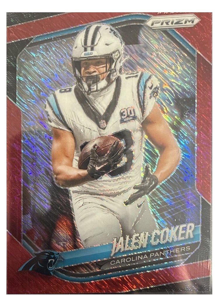 2025 Panini Prizm Base Set Jalen Coker Red Shimmer #55 card