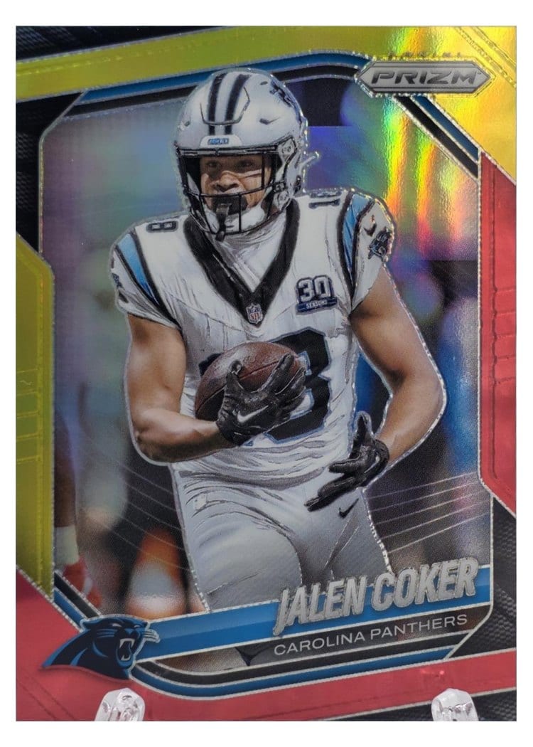2025 Panini Prizm Base Set Jalen Coker Red Yellow #55 card