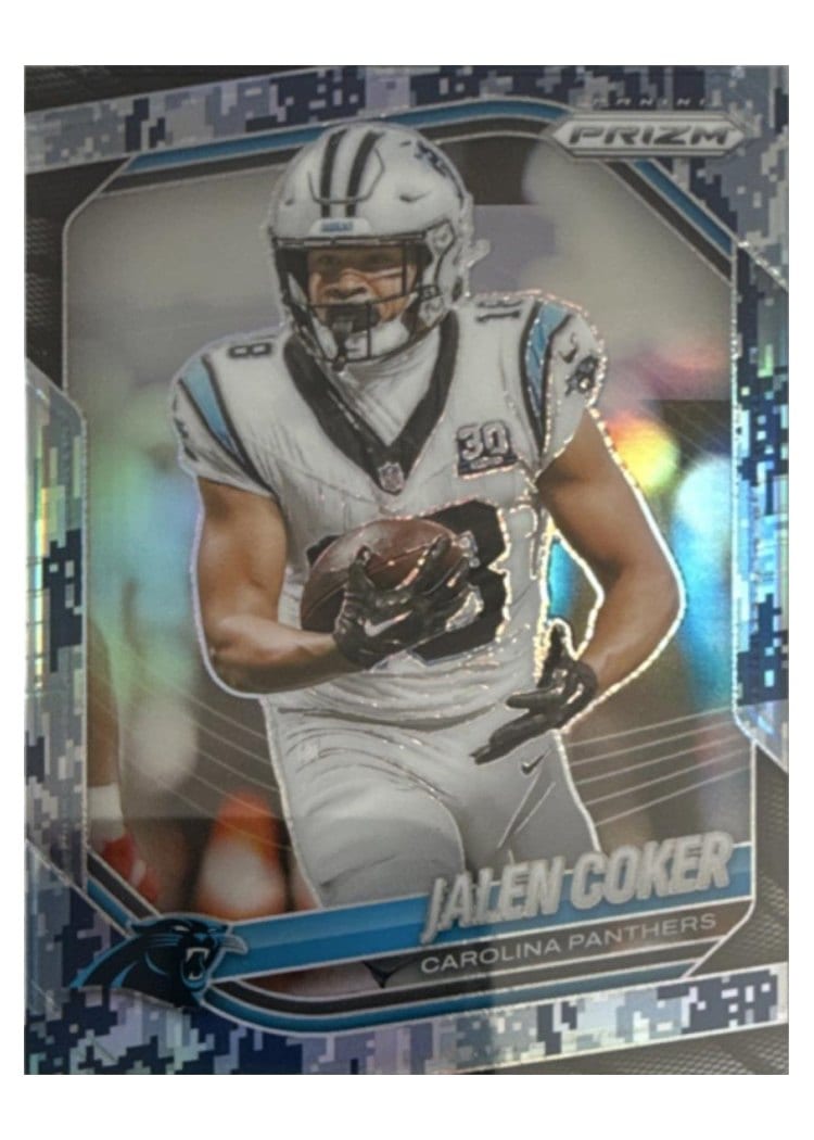 2025 Panini Prizm Base Set Jalen Coker Navy Camo #55 card