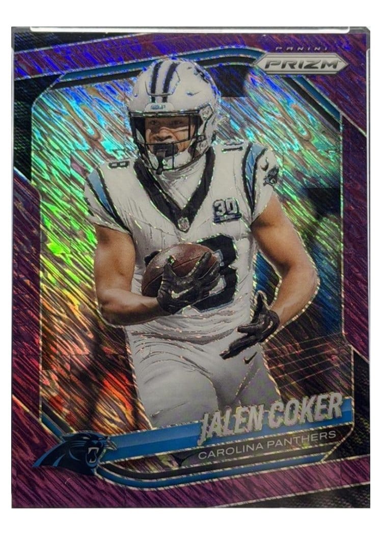 2025 Panini Prizm Base Set Jalen Coker Purple Shimmer #55 card