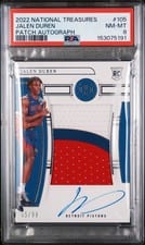 2022-23 Panini National Treasures Jalen Duren Rookie Patch Auto /99 #105 card