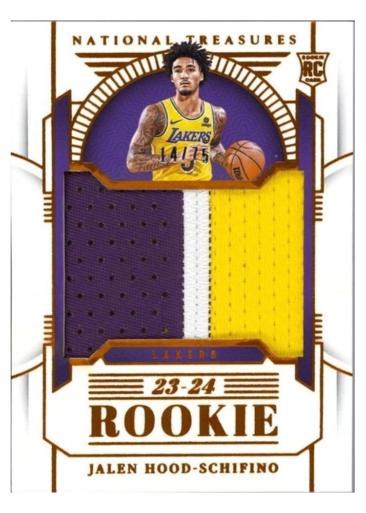 2023-24 Panini National Treasures Rookie Patches Jalen Hood-Schifino Orange Rookie Patch #156 card
