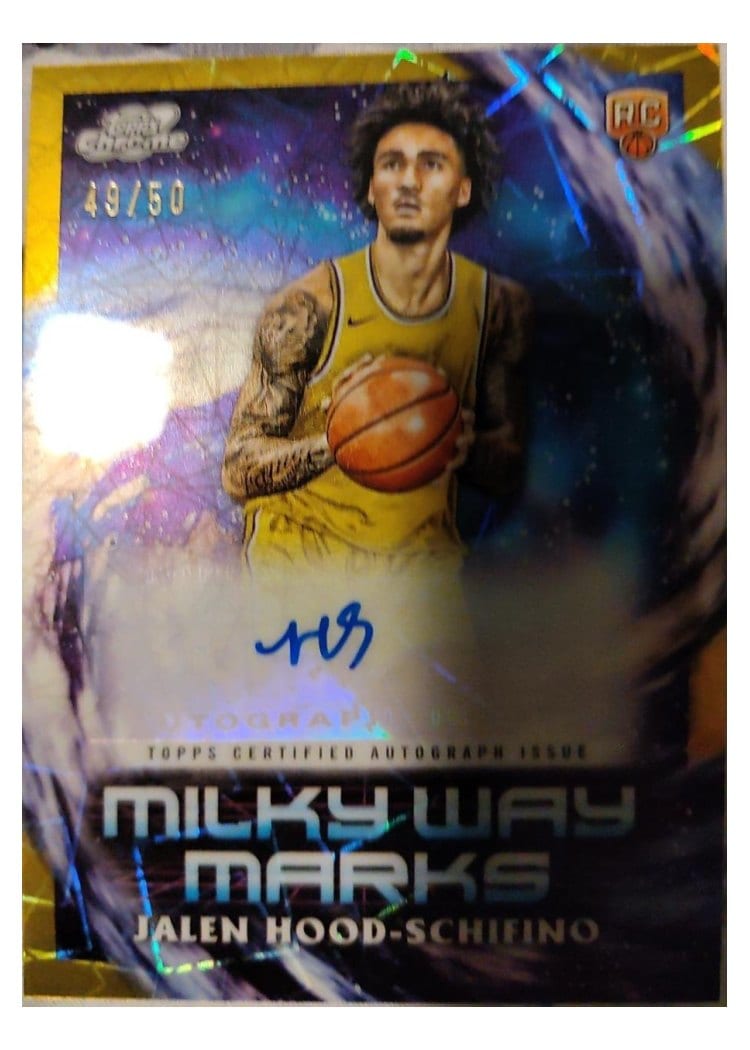 2023-24 Topps Chrome Cosmic Milky Way Marks Refractor Jalen Hood-Schifino #MWM-JHS card