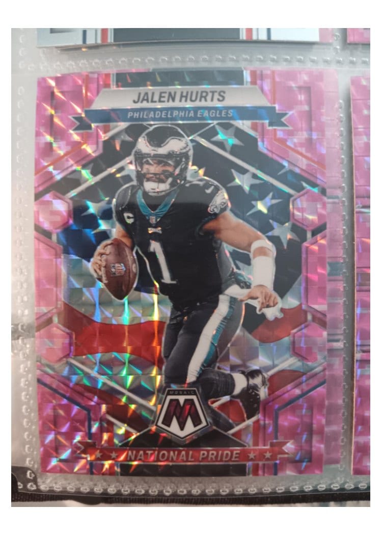2023 Panini Mosaic Base Set Jalen Hurts Camo Pink #252 card