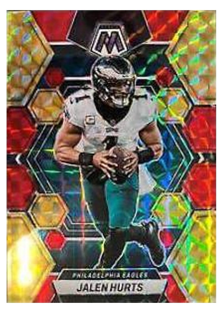 2023 Panini Mosaic Base Set Jalen Hurts Choice Fusion Red Yellow #252 card