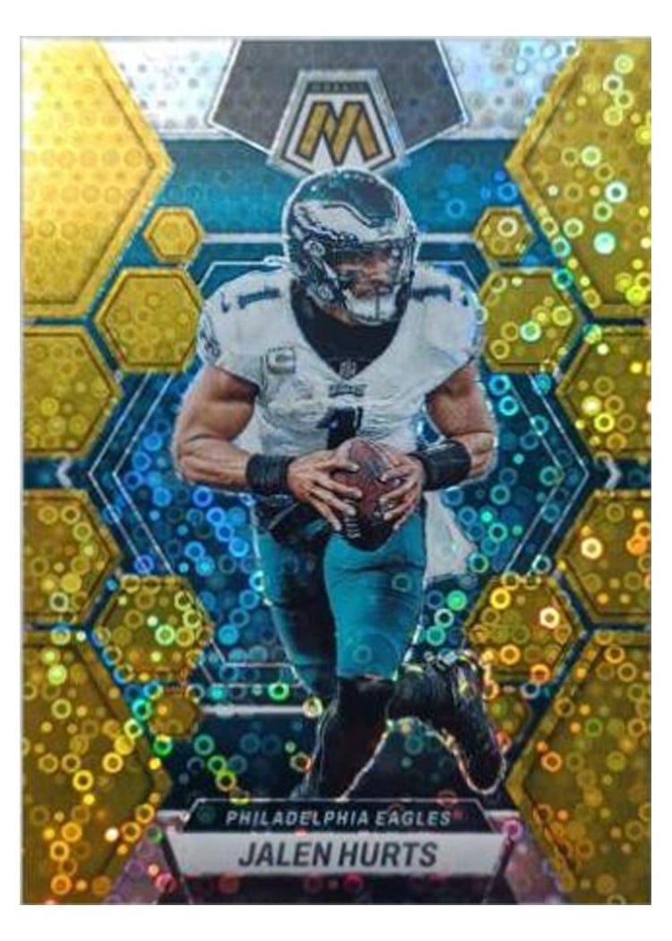 2023 Panini Mosaic Base Set Jalen Hurts No Huddle Gold #252 card