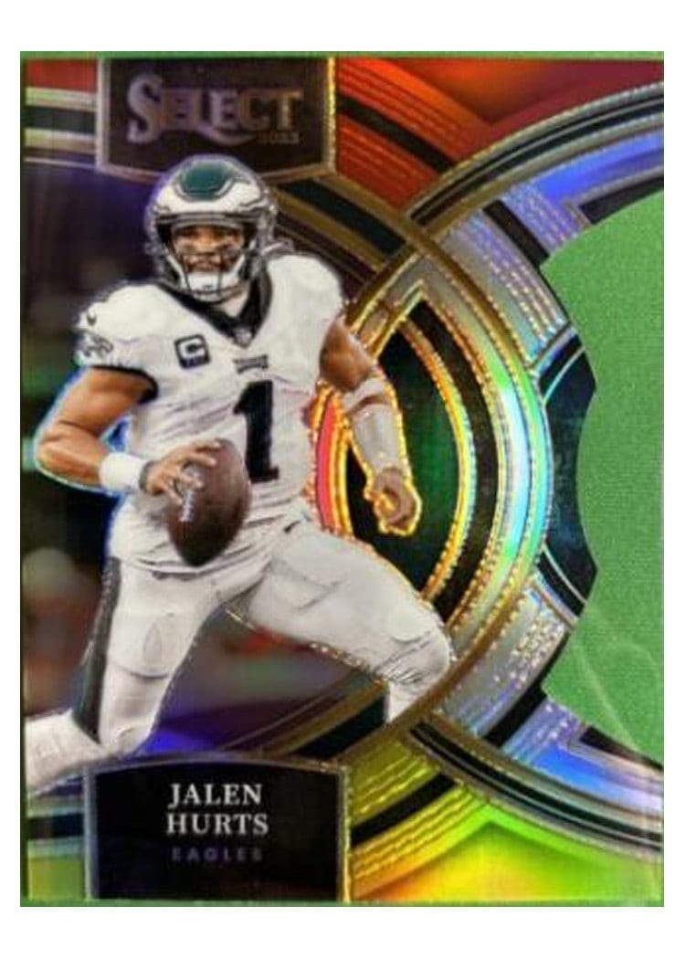2023 Panini Select Base Set Jalen Hurts Red Yellow Prizm Die-Cut #184 card