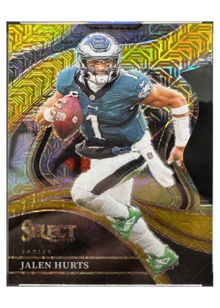 2023 Panini Select Base Set Jalen Hurts Black Gold Prizm Die-Cut #264 card