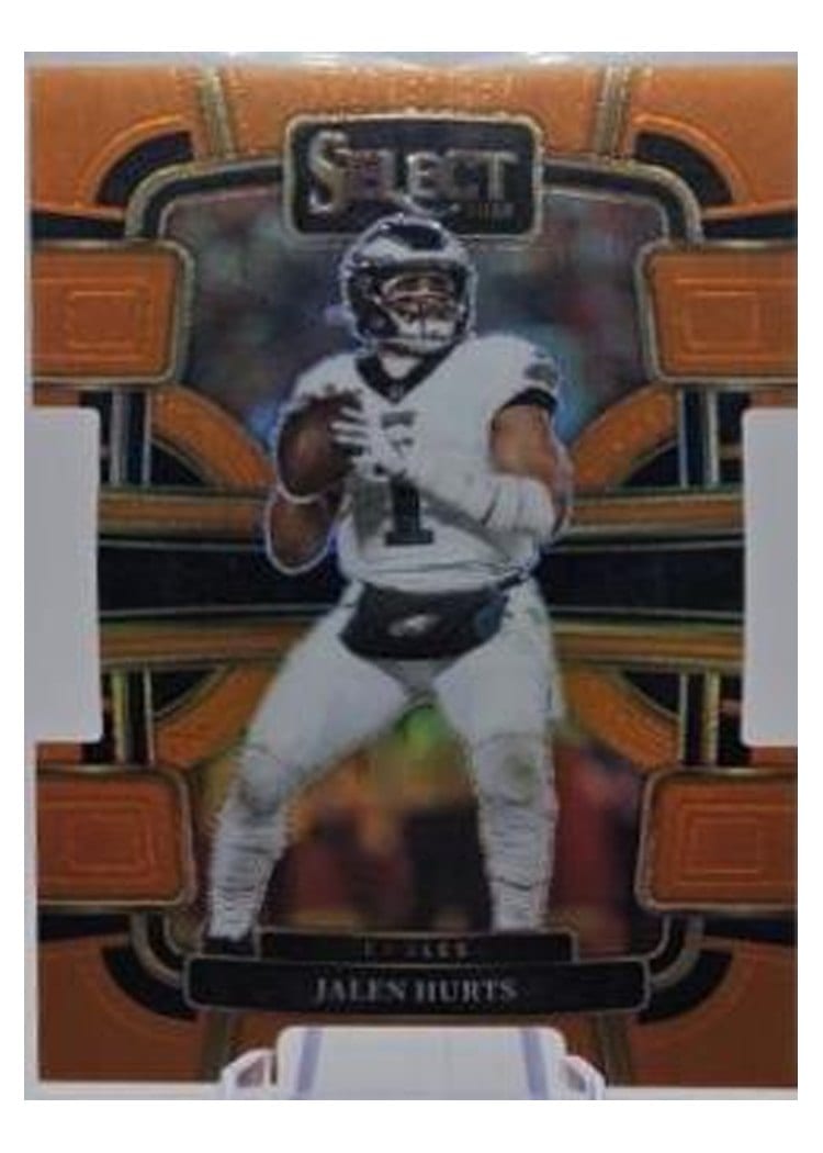 2023 Panini Select Base Set Jalen Hurts Orange Prizm Die-Cut #79 card