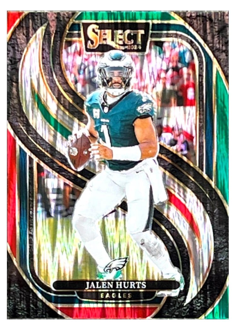 2024 Panini Select Jalen Hurts Green Red Prizm Shock #165 card
