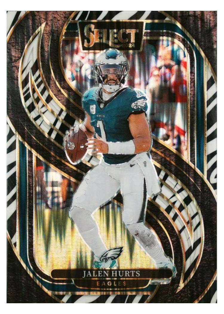 2024 Panini Select Jalen Hurts Zebra Prizm Shock #165 card